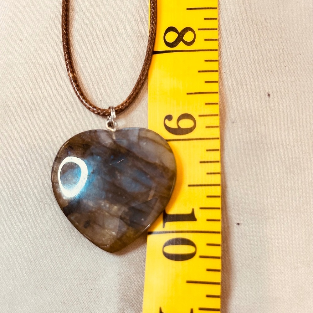 Large Labradorite Heart Pendant w/Excellent Blue Flash Genuine Stone - Picture 9 of 13